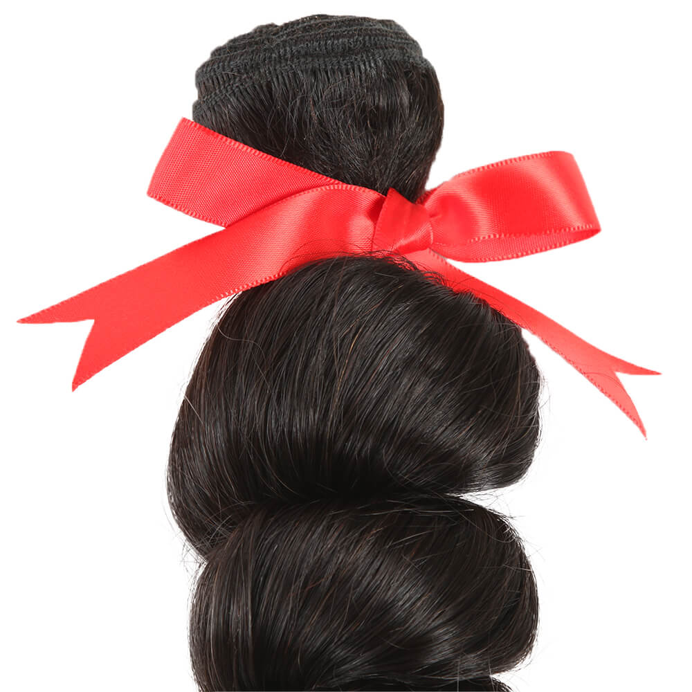 machine weft natural black loose wave human hair bundles 