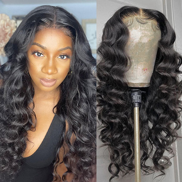 voluminous loose deep wave wear and go wig with HD lace for natural look