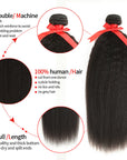 machine weft natural black kinky straight human hair bundles 1pc