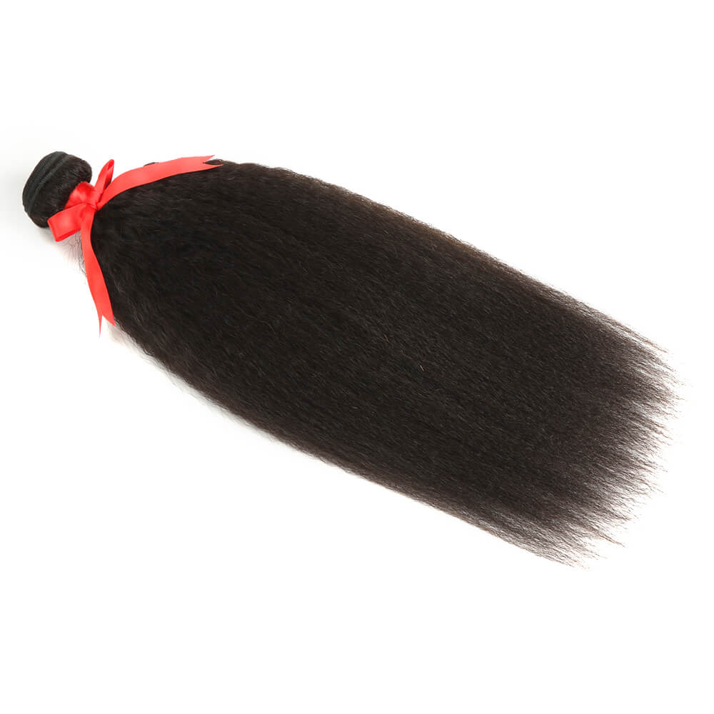 high quality natural black kinky straight human hair bundles 1pc