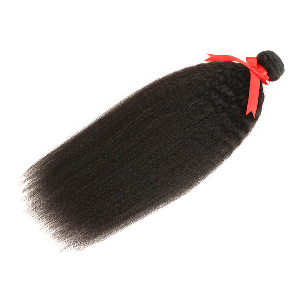 natural black kinky straight human hair bundles 1pc