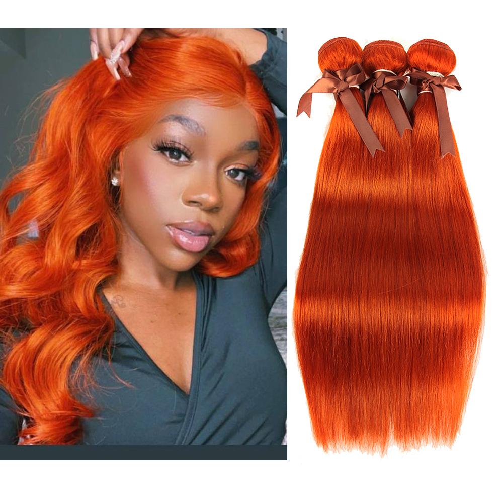 qvr ginger orange silky straight human hair bundles