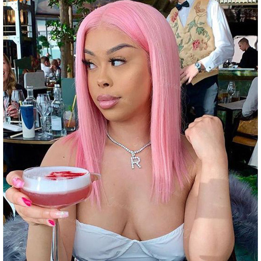 qvr wigs straight highlight pink color for chic black beauty