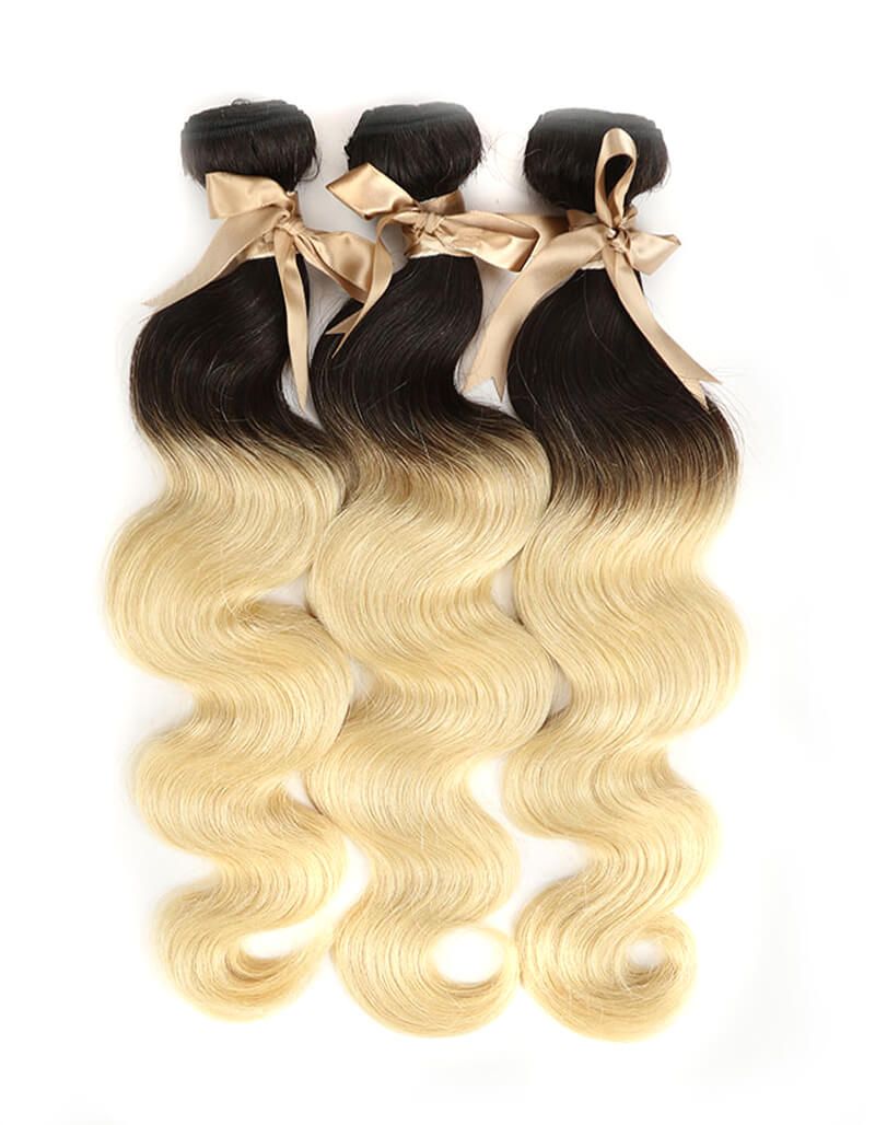 body wave t1b/613 human hair bundles 3pcs