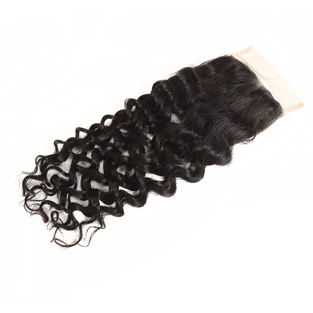 4x4 lace closure natural black water wave hair weave
