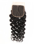 natural black water wave human hair with 4x4 lace closure