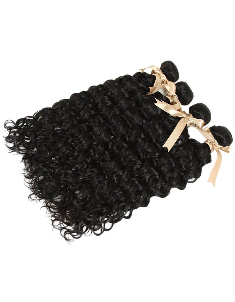 natural black water wave human hair 4 bundles