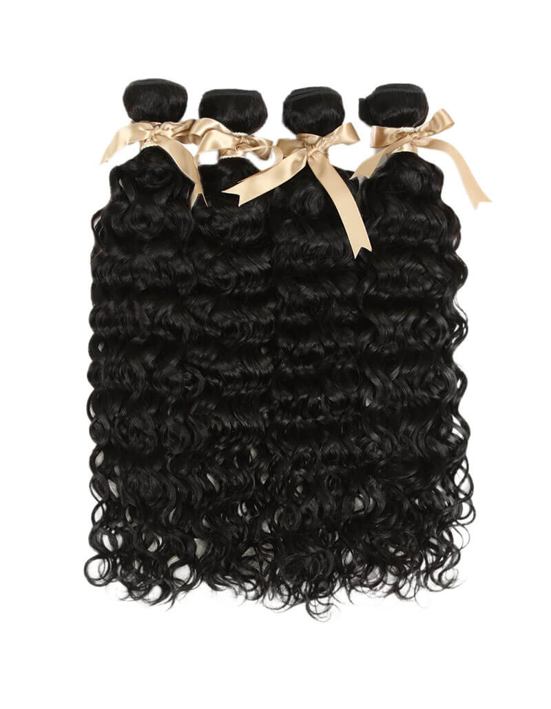 qvr natural black water wave human hair bundles