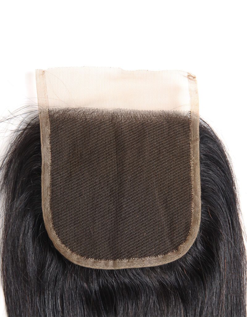 hand tied 4x4 lace closured straight hair weave