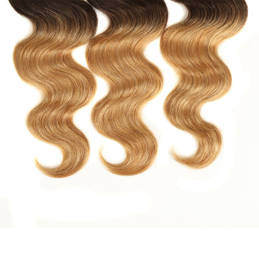 no split end body wave t1b/4/27 ombred human hair bundles