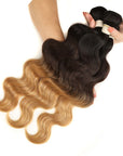 tangle free body wave t1b/4/27 ombred human hair bundles