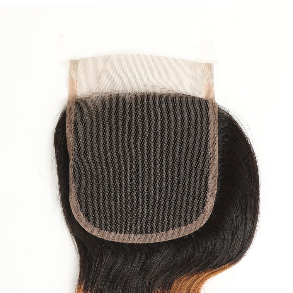 t1b/30 body wave human hair with hand tied lace closure