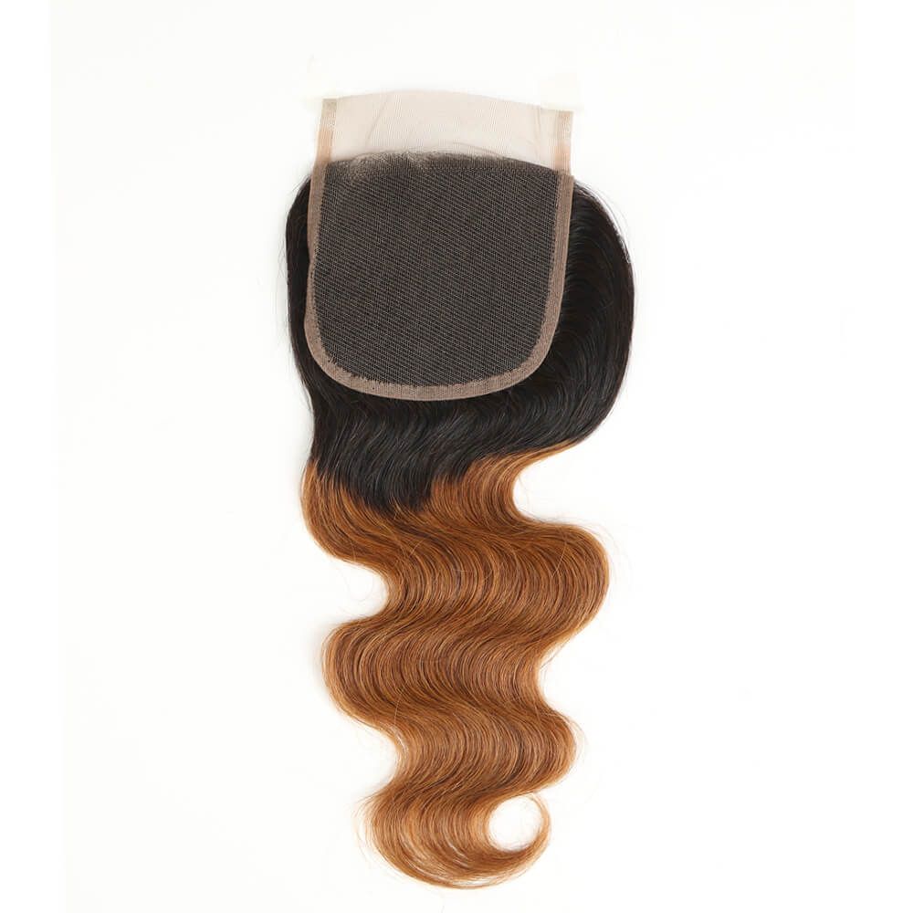 t1b/30 body wave human hair with 4x4 lace closure