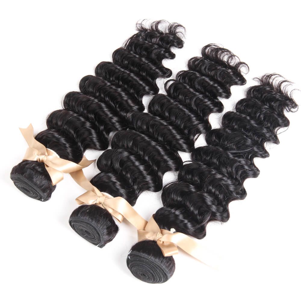 tangle free loose deep wave natural black human hair bundles 3pcs