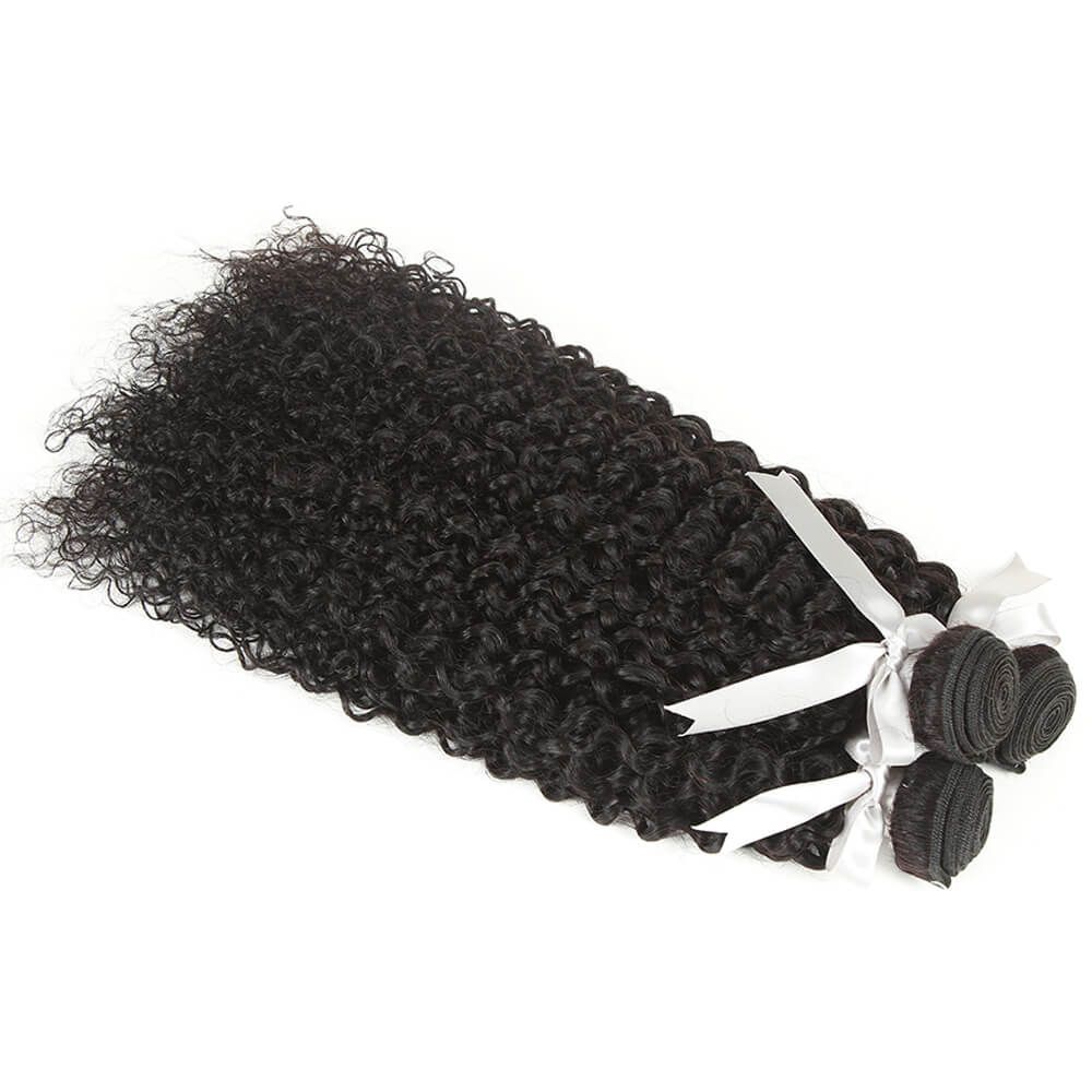 jerry curly natural black human hair bundles 3pcs