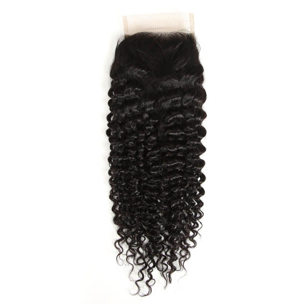 4x4 lace closured jerry curly natural black human hair weave