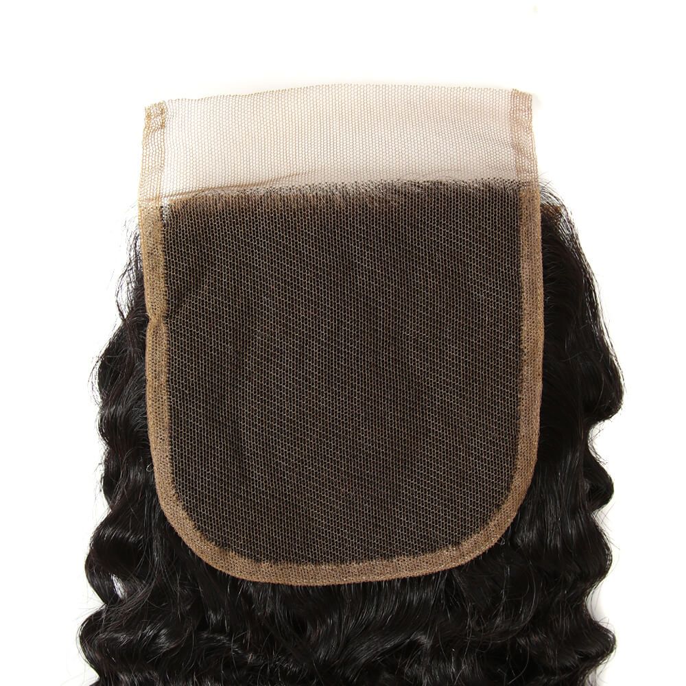 hand tied closure jerry curly natural black human hair weave