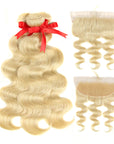 613 blonde body wave human hair bundles with 13*4 lace closure hair weave