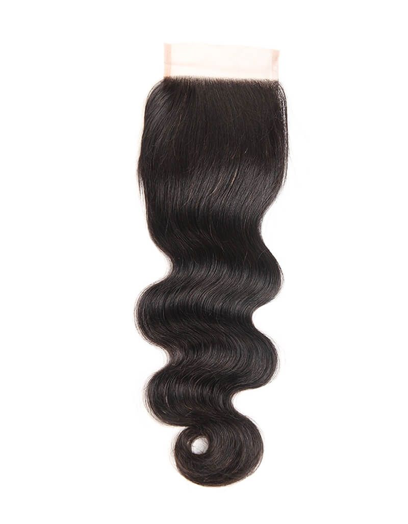 qvr natural black body wave human hair with closure