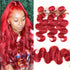 qvr red color wavy human hair bundles