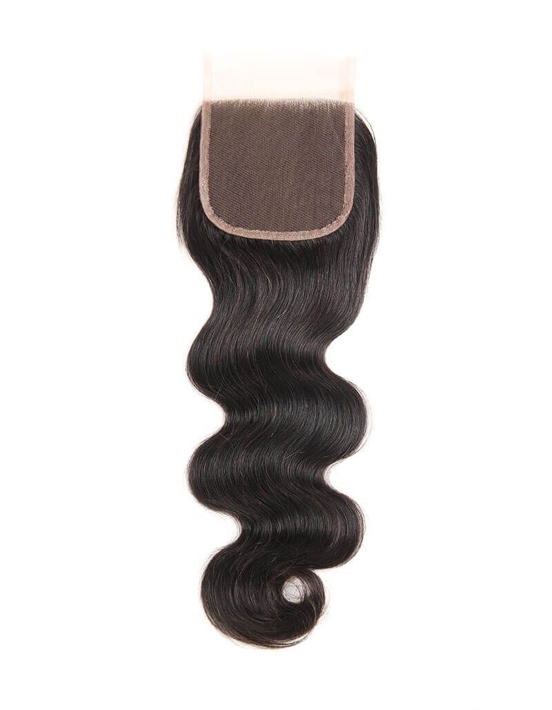 natural black body wave human hair with lace closure