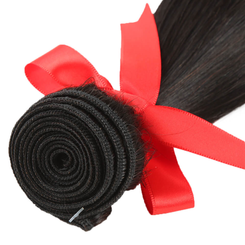 machine weft natural black silky straight human hair bundles