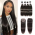 qvr natural black straight human hair bundles with 4x4 lace closure hair weave