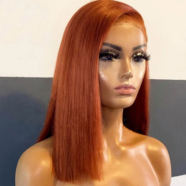 sleek orange bob wigs for black women