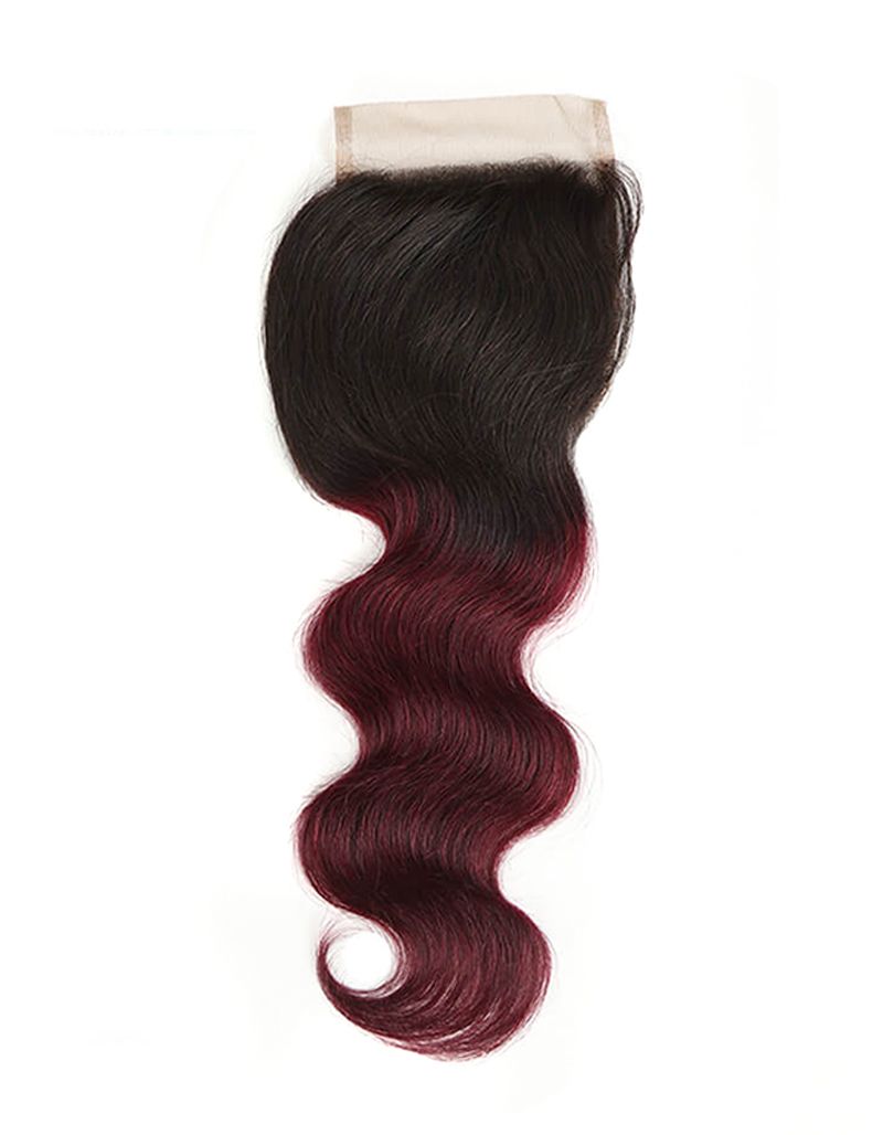 qvr t1b/99j wavy human hair with lace closure
