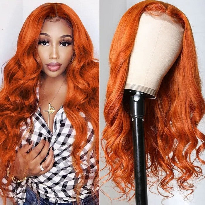 vibrant ginger orange glueless human hair wigs for edgy looks