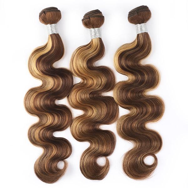 p4/27 body wave human hair bundles with 4x4 lace closure 3 bundles