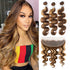 qvr piano highlight  body wave human hair 3 bundles with ear to ear lace frontal closure virgin hair