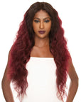 installed body wave 1b/burgundy ombred human hair bundles with lace closured brazilian hair weave
