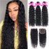 qvr water wave natural black human hair bundles with 4x4 lace closure human hair weave
