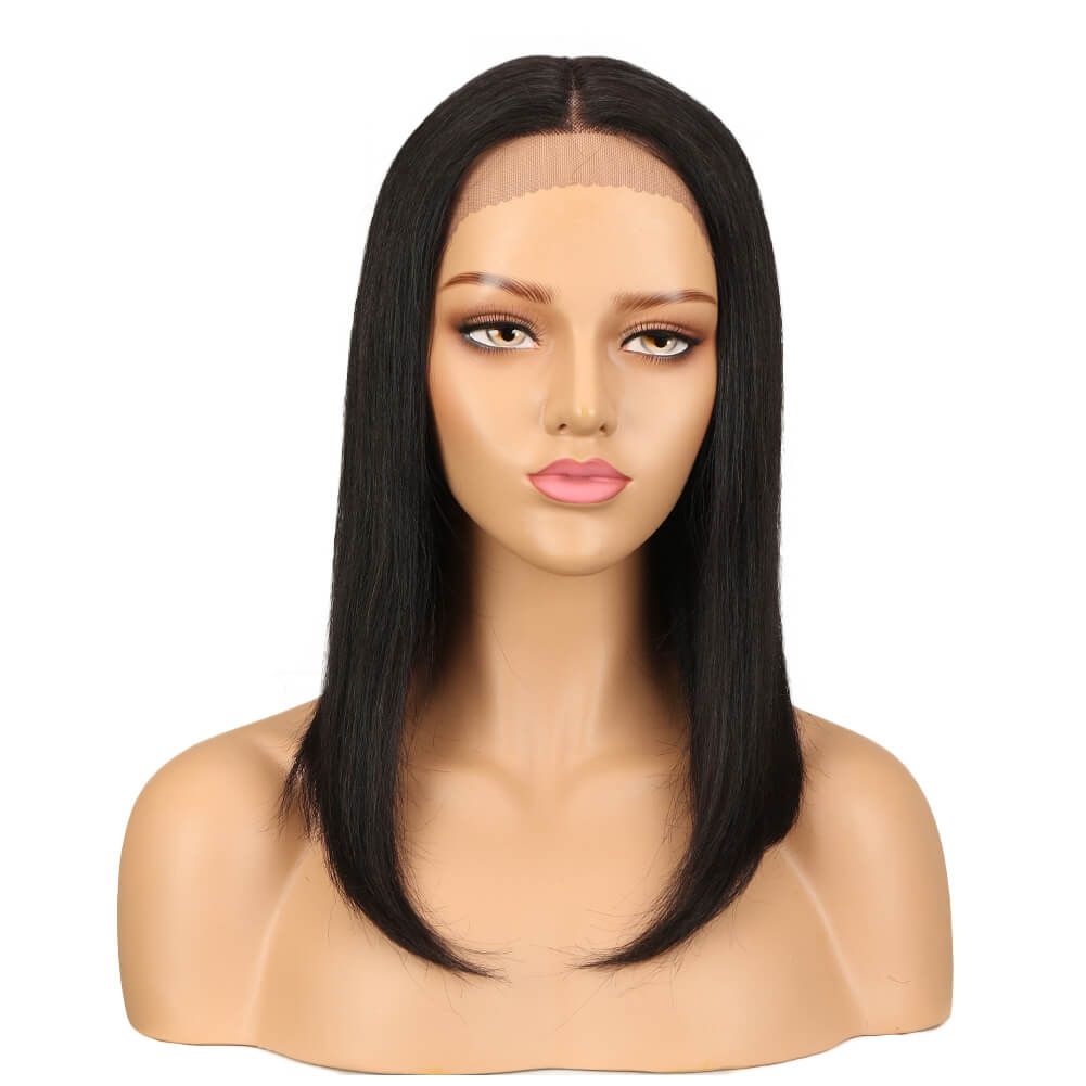 sleek lace front bob wigs for natural black hair