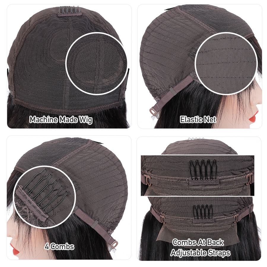 QVR Body Wave Wig With Bangs Full Machine made Human Hair Wig/13x4/4x4 HD Lace Front Wigs P4/27