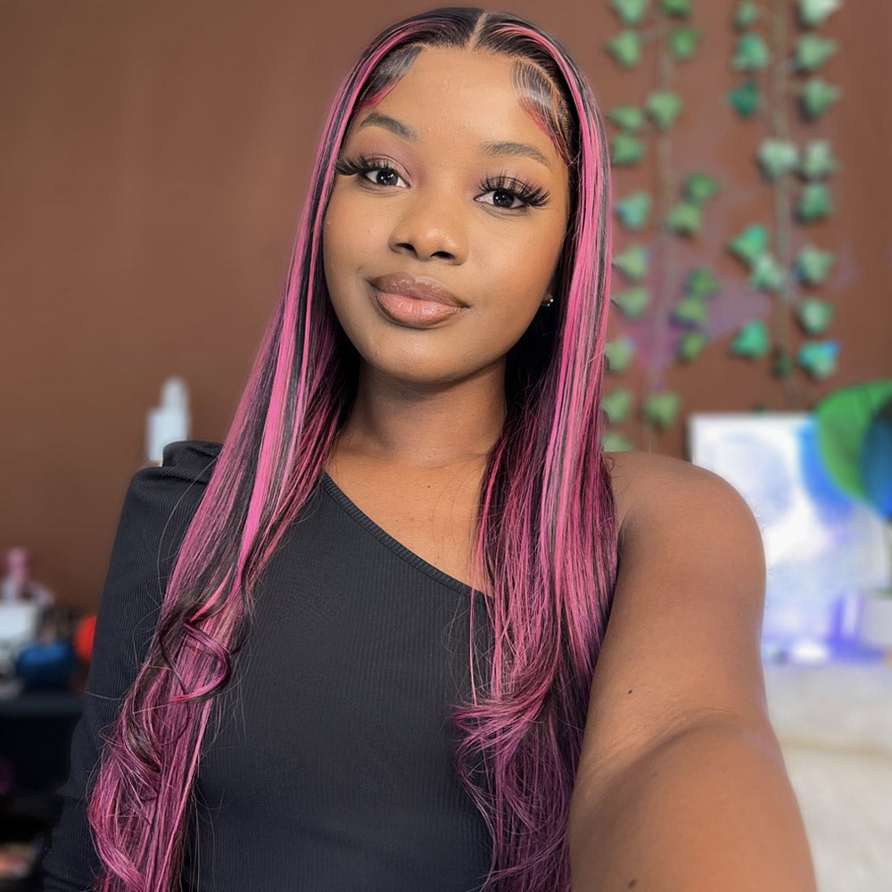 purple highlighted human hair wigs for stylish black women