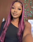 purple highlighted human hair wigs for stylish black women